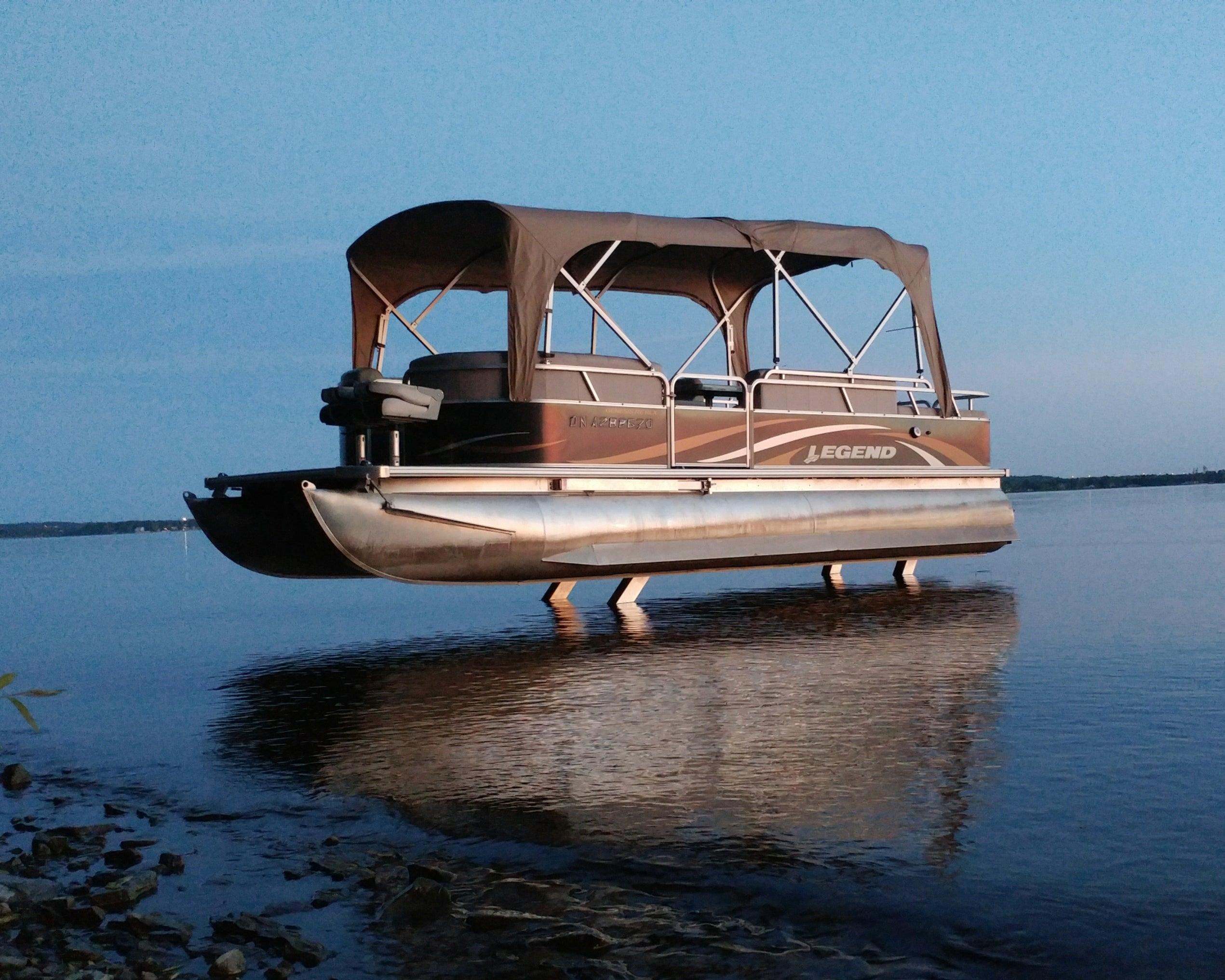 Pontoon parked at a dock on Sea-Legs