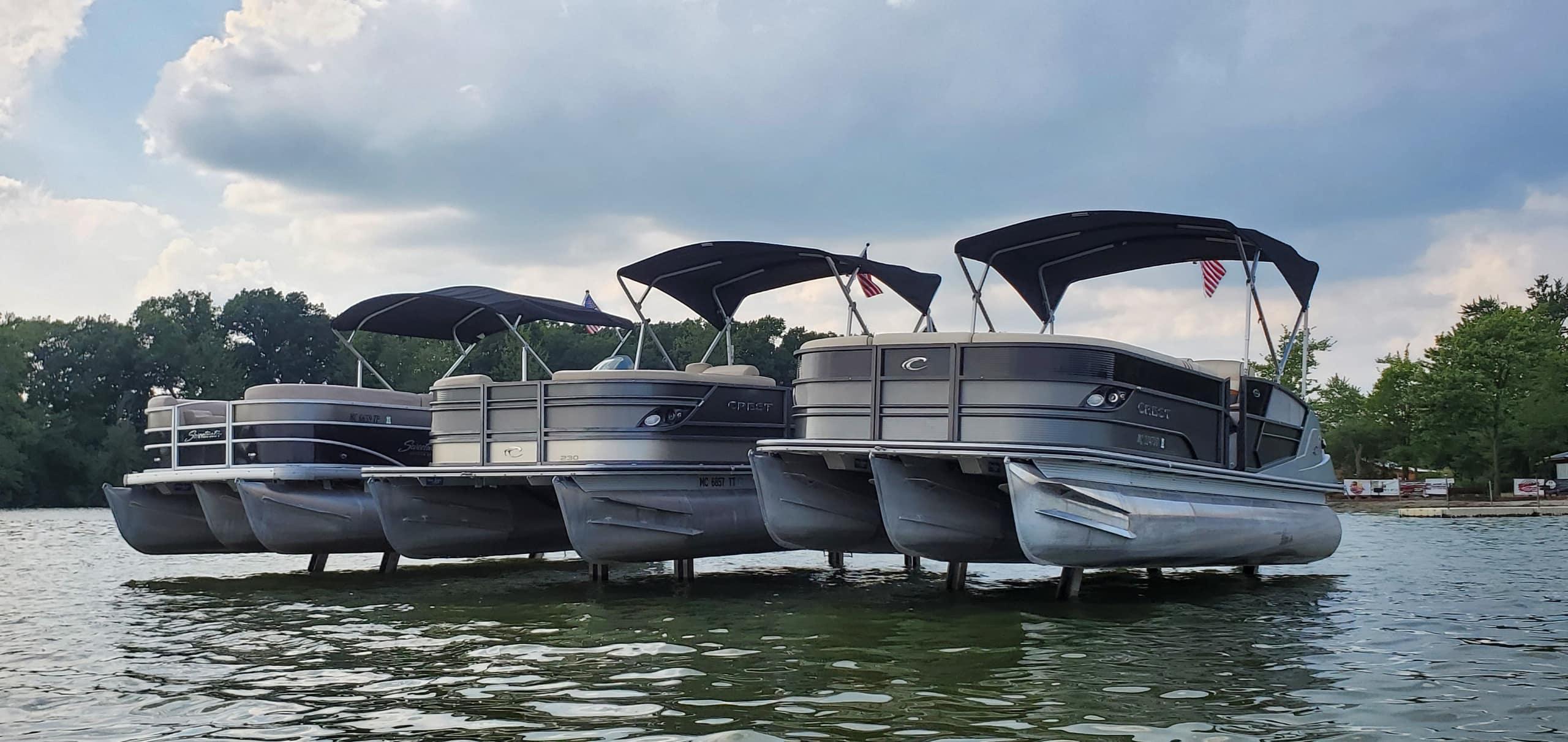 Pontoon raised on Sea-Legs at a sandbar